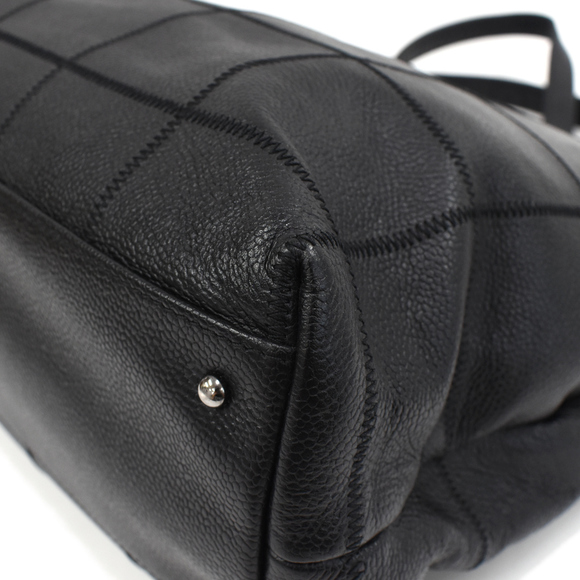 Chanel Chocolate Bar Large Tote Shoulder Bag Caviar Skin Leather Black - Picture 6 of 8